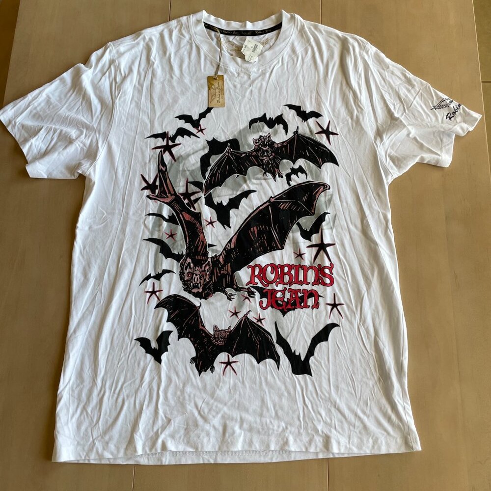 NEW Robin's Jeans Men's Bat White T-Shirt, Cotton/Modal - Size XL - Picture 2 of 12